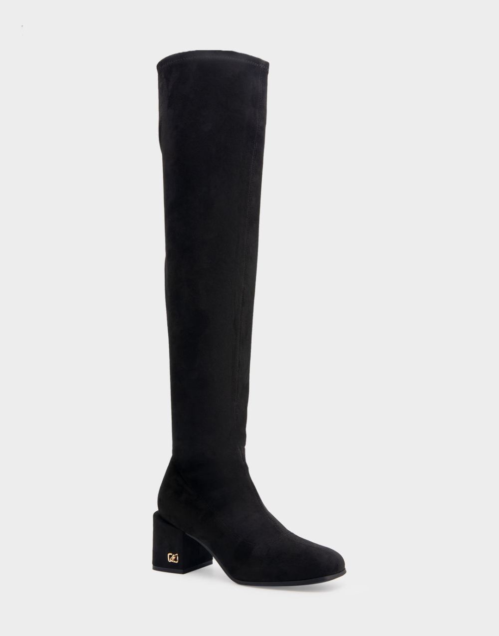 Aerosoles Women's Oreti Black Stretch Faux Suede Block Heel Over The Knee Boot