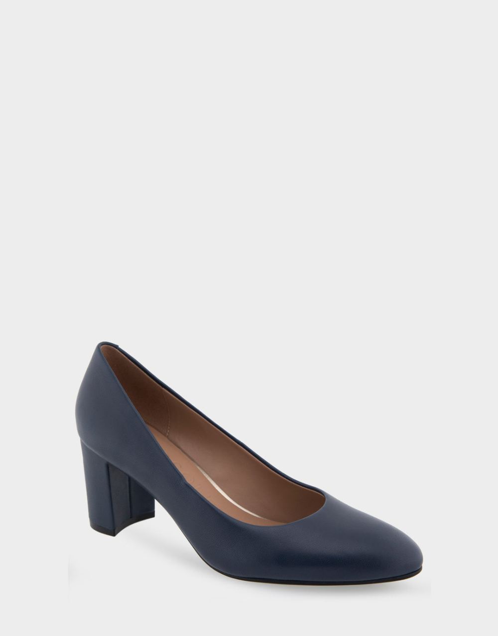 Aerosoles Women's Betsy Navy Genuine Leather Mid Heel Pump