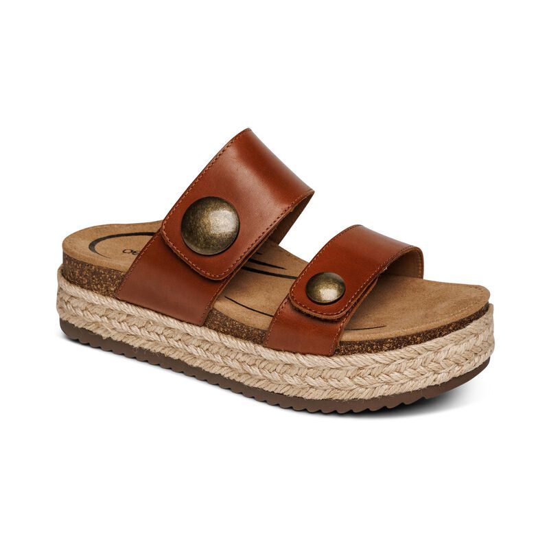 Aetrex | Women's Sofie Platform Sandal-Cognac | New Arrivals