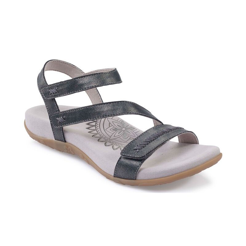 Aetrex | Women's Gabby Adjustable Quarter Strap Sandal-Pewter | New Arrivals