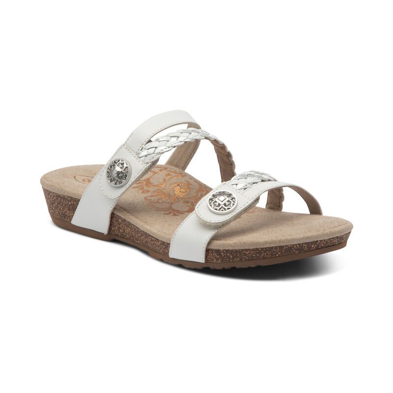 Aetrex | Women's Janey Braided Slide-White | New Arrivals