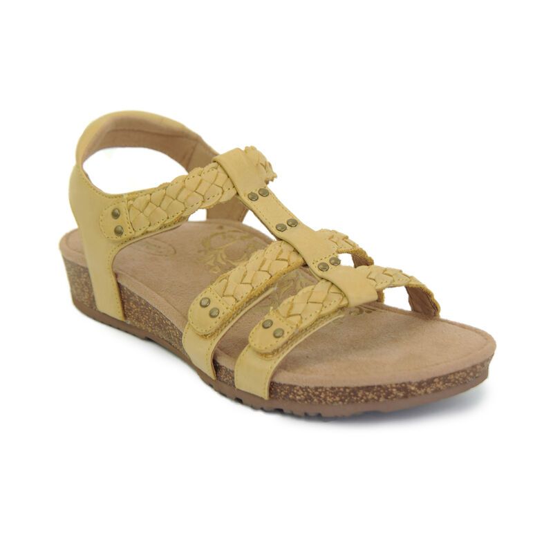 Aetrex | Women's Reese Adjustable Gladiator Sandal-Yellow | New Arrivals