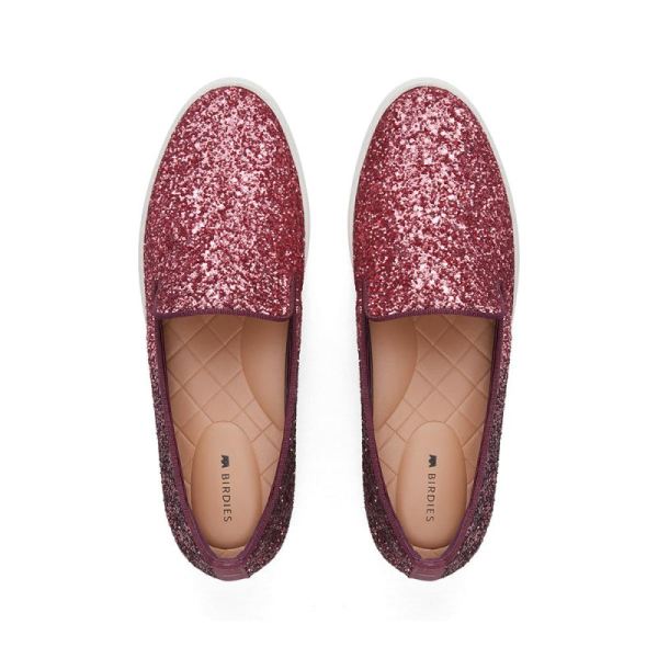 Birdies - Women's The Swift-Dark Pink Glitter Shoes-Rose Sparkle