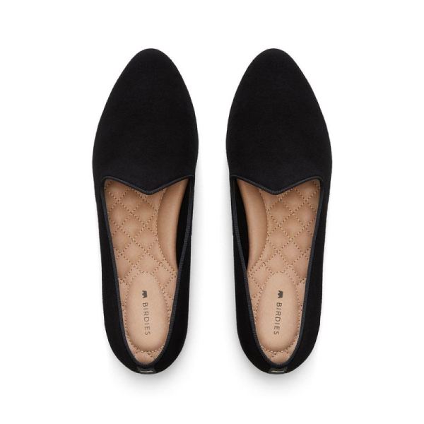 Birdies - Women's The Heron-Black Suede Flat-Black Suede