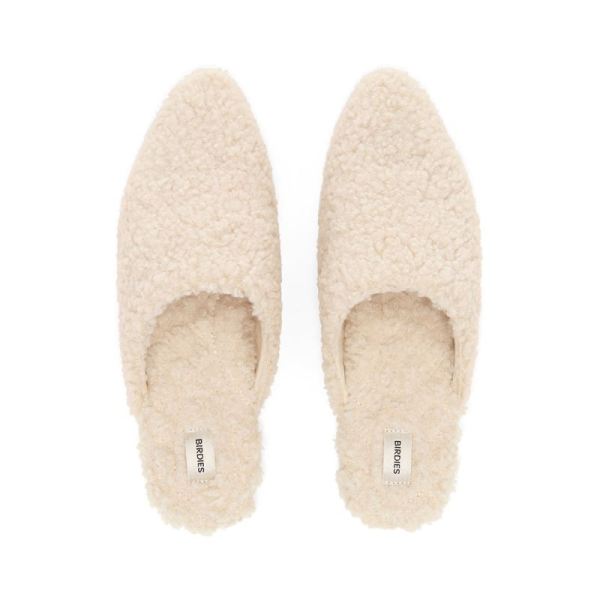 Birdies - Women's The Lark-Ivory Faux Shearling Slide-Ivory Faux Shearling
