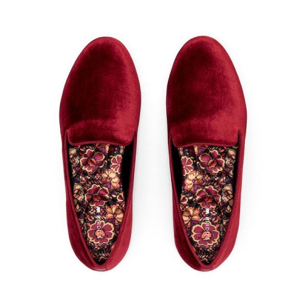 Birdies - Women's The Starling-Red Velvet Flat-Crimson