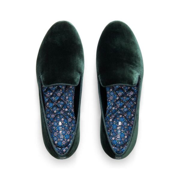 Birdies - Women's The Starling-Green Velvet Flat-Hunter Green