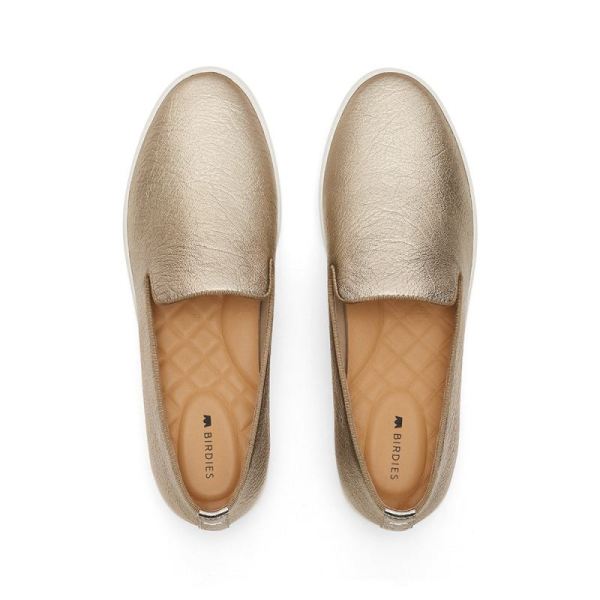 Birdies - Women's The Swift-Gold Leather Shoes-Gold
