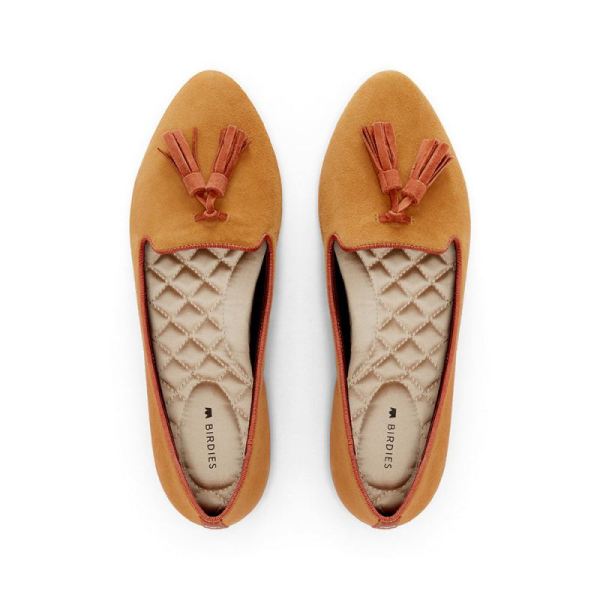 Birdies - Women's The Blackbird-Tan Suede Tassel Flat-Ginger Tassel