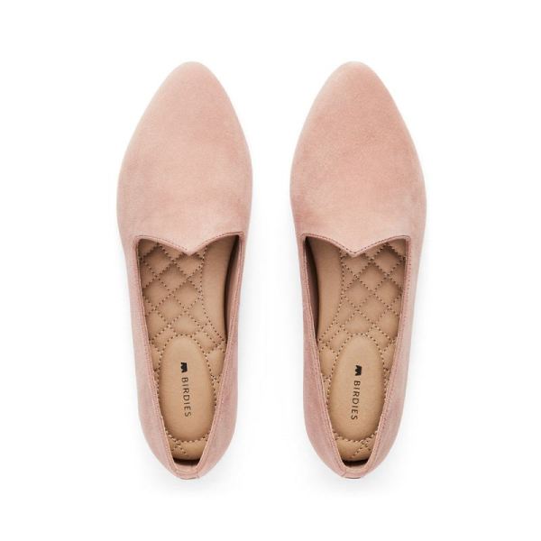 Birdies - Women's The Heron-Pink Suede Flat-Natural Pink Suede