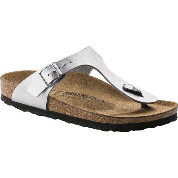 Women's Birkenstock Gizeh Birko Flor Thong Sandal Silver Birko Flor