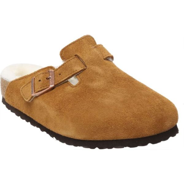 Men's Birkenstock Boston Shearling Clog Mink/Natural Suede