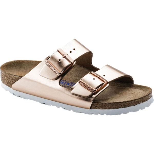 Women's Birkenstock Arizona Soft Footbed Leather Slide Copper Metallic