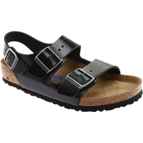 Birkenstock Milano Amalfi Leather with Soft Footbed Active Sandal Black Amalfi Leather