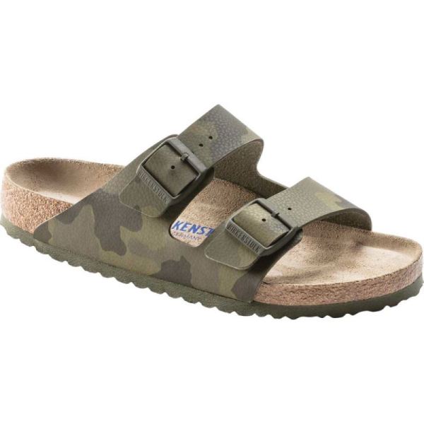 Men's Birkenstock Arizona Soft Footbed Birko-Flor Slide Desert Soil Camo Green Birko-Flor