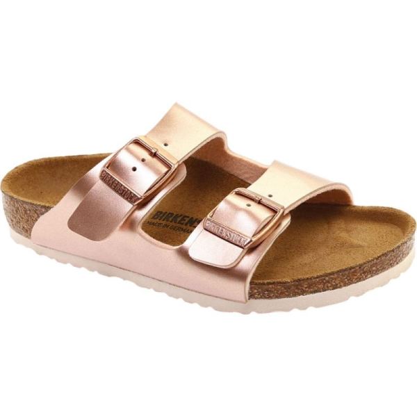 Children's Birkenstock Arizona Birko-Flor Slide Electric Metallic Copper Birko Flor - Click Image to Close