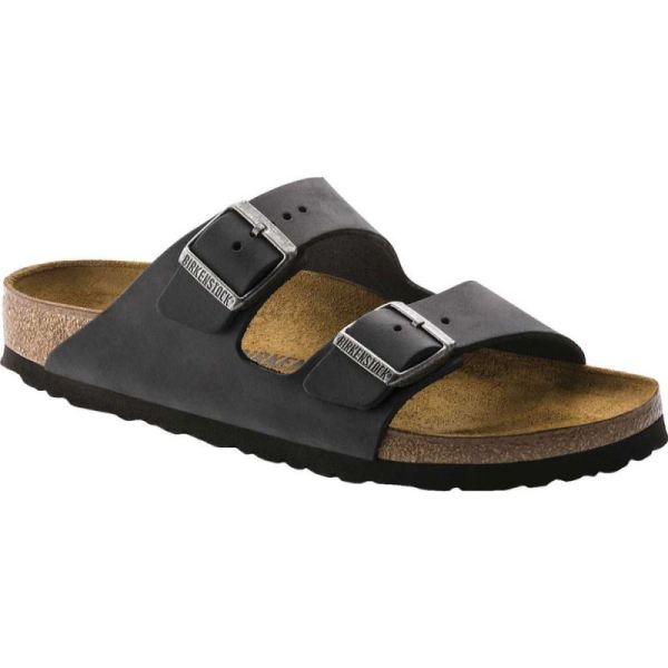 Birkenstock Arizona Oiled Leather Slide Black Oiled Leather