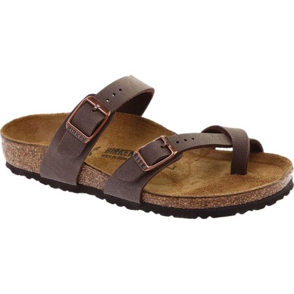 Girls' Birkenstock Mayari Birkibuc Toe Loop Sandal Mocha Birkibuc - Click Image to Close