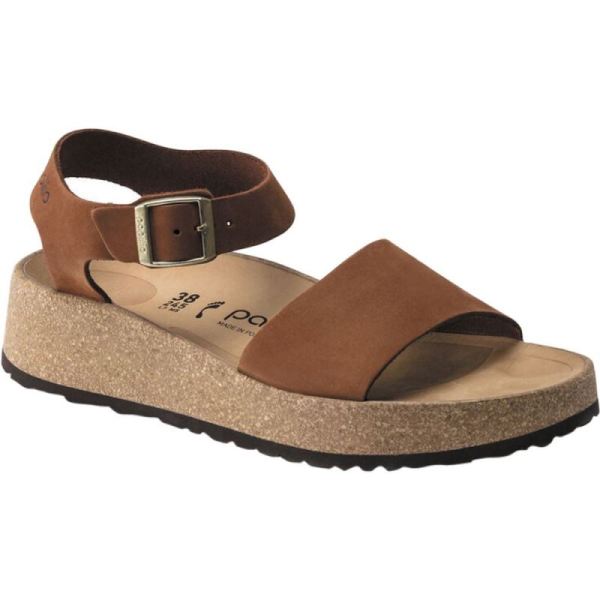 Women's Birkenstock Glenda Wedge Ankle Strap Sandal Pecan Nubuck