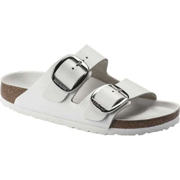 Women's Birkenstock Arizona Big Buckle Oiled Leather Slide White Oiled Leather