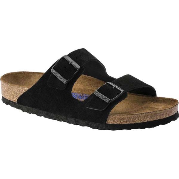 Birkenstock Arizona Suede with Soft Footbed Slide Black Suede with Soft Footbed