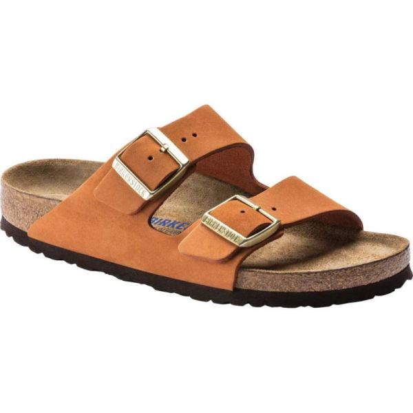 Women's Birkenstock Arizona Soft Footbed Nubuck Slide Pecan Nubuck