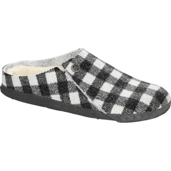 Women's Birkenstock Zermatt Shearling Clog Slipper Plaid White/Natural Wool