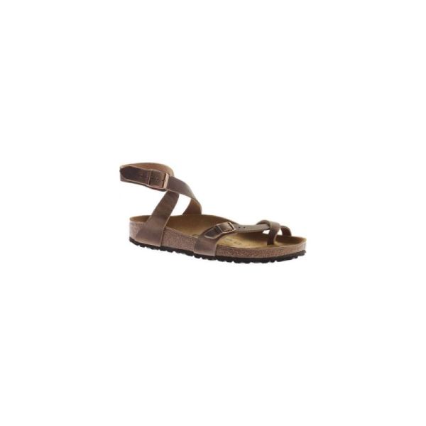 Women's Birkenstock Yara Oil Leather Toe Loop Sandal Tobacco Oiled