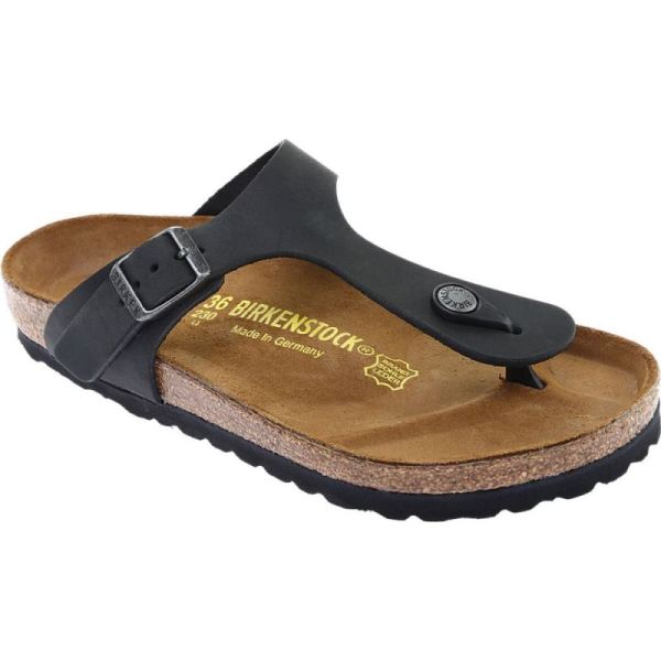 Women's Birkenstock Gizeh Thong Sandal Black Oiled Leather