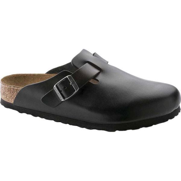 Birkenstock Boston Amalfi Leather Soft Footbed Clog Black Amalfi Leather