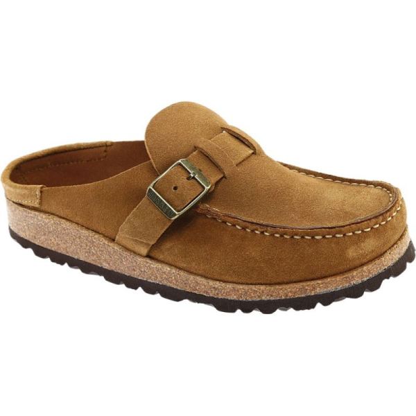 Women's Birkenstock Buckley Moc Toe Suede Clog Tea Suede