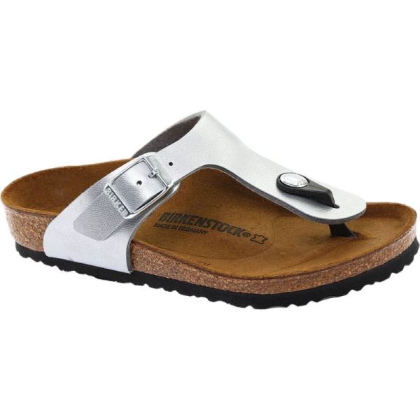 Girls' Birkenstock Gizeh Birko-Flor Thong Sandal Silver Birko-Flor