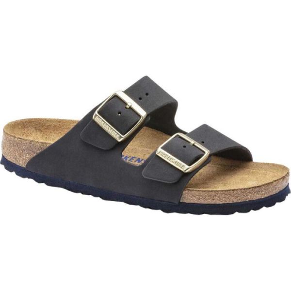 Women's Birkenstock Arizona Soft Footbed Nubuck Slide Midnight Nubuck