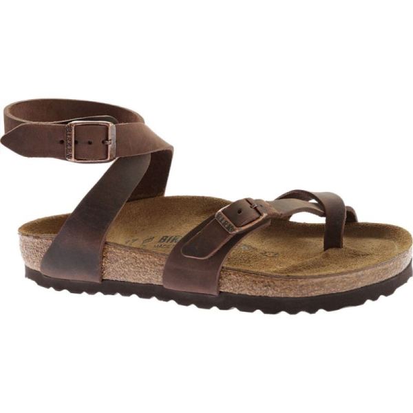 Women's Birkenstock Yara Oil Leather Toe Loop Sandal Habana Oiled Leather