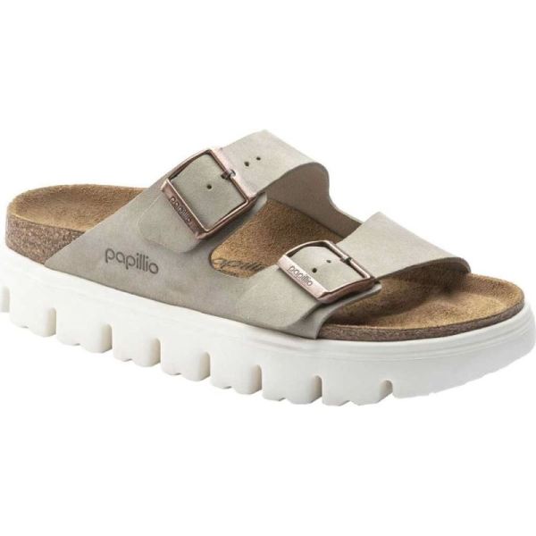 Women's Birkenstock Arizona Chunky Two Strap Slide Taupe Suede