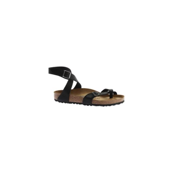 Women's Birkenstock Yara Oil Leather Toe Loop Sandal Black Oiled