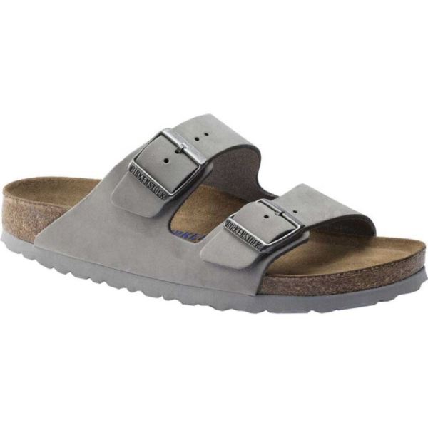 Women's Birkenstock Arizona Soft Footbed Nubuck Slide Dove Gray Nubuck