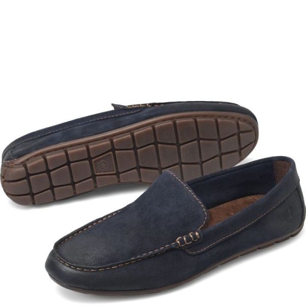 Born | Men's Allan Slip-Ons & Lace-Ups - Navy Distressed (Blue) | Quick Ship