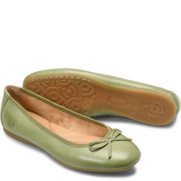 Born | Women's Brin Flats - Green Leaf (Green) | Quick Ship