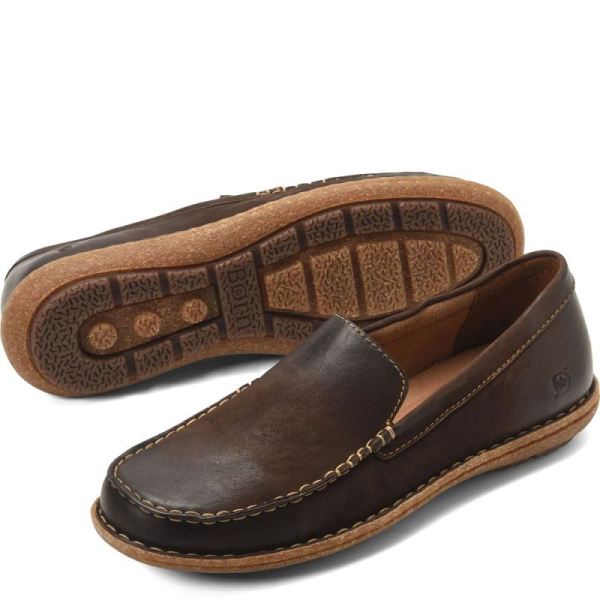 Born | Men's Naldo Slip-Ons & Lace-Ups - Dark Brown Nubuck (Brown) | Quick Ship