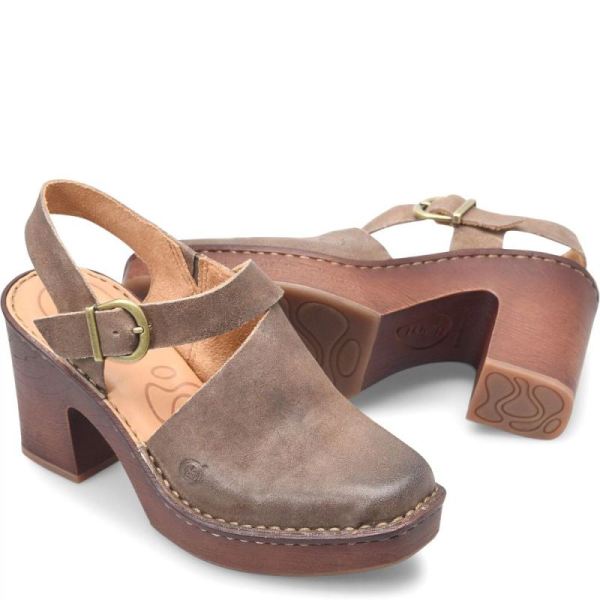Born | Women's Devlyn Heels - Taupe Distressed (Tan) | Quick Ship