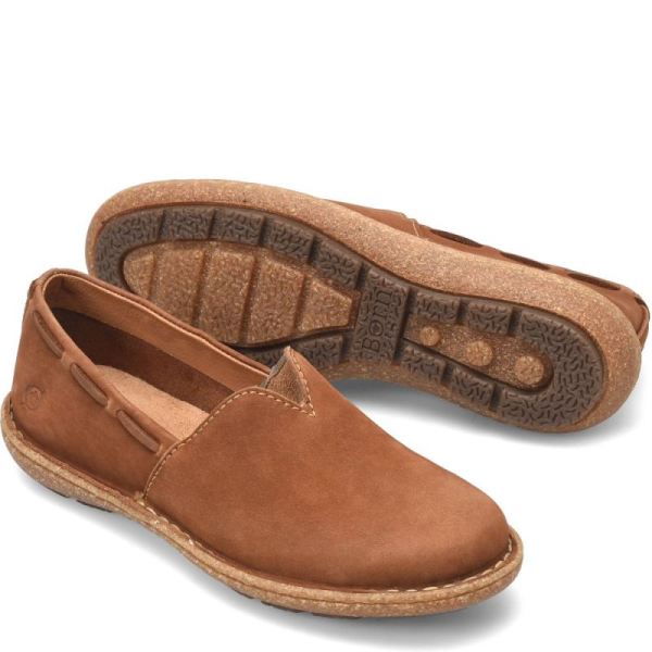 Born | Women's Naya Slip-Ons & Lace-Ups - Maple Leaf Nubuck (Tan) | Quick Ship