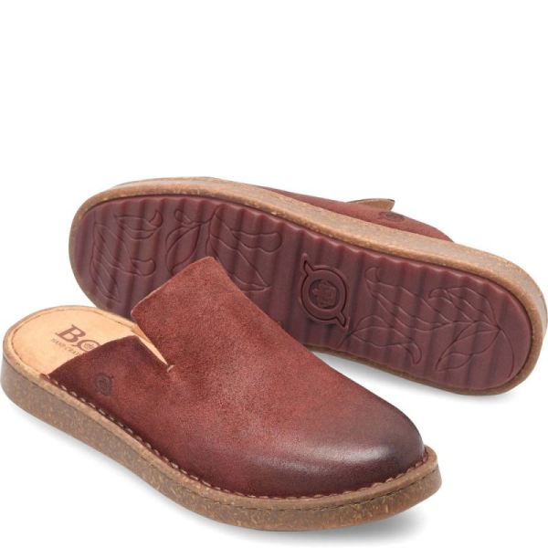 Born | Women's Selina Clogs - Dark Brick Distressed (Red) | Quick Ship