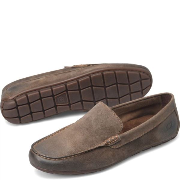 Born | Men's Allan Slip-Ons & Lace-Ups - Taupe Mud Distressed (Brown) | Quick Ship