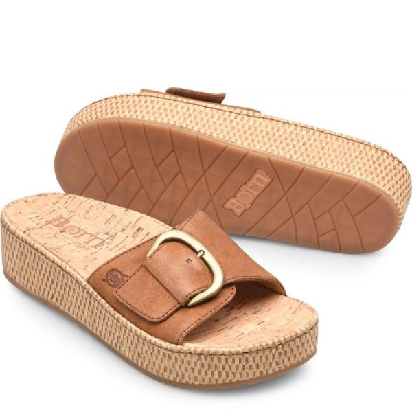 Born | Women's Sloane Sandals - Tan Camel Distressed (Brown) | Quick Ship