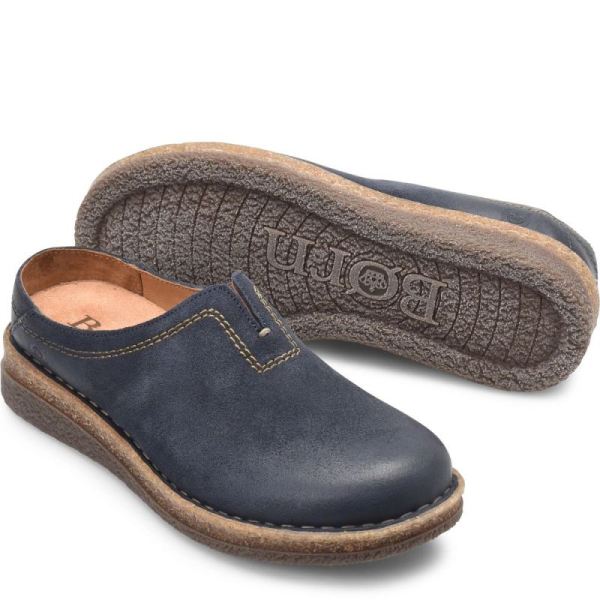 Born | Women's Seana Clogs - Navy Indigo Distressed (Blue) | Quick Ship