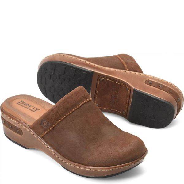 Born | Women's Bandy Clogs - Glazed Ginger Distressed (Brown) | Quick Ship