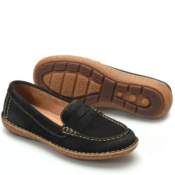Born | Women's Nerina Slip-Ons & Lace-Ups - Black Nubuck (Black) | Quick Ship