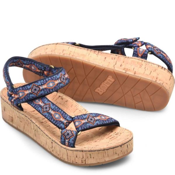 Born | Women's Sirena Sandals - Navy Fabric (Multicolor) | Quick Ship