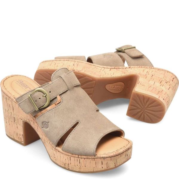 Born | Women's Brooklan Sandals - Taupe Suede (Tan) | Quick Ship